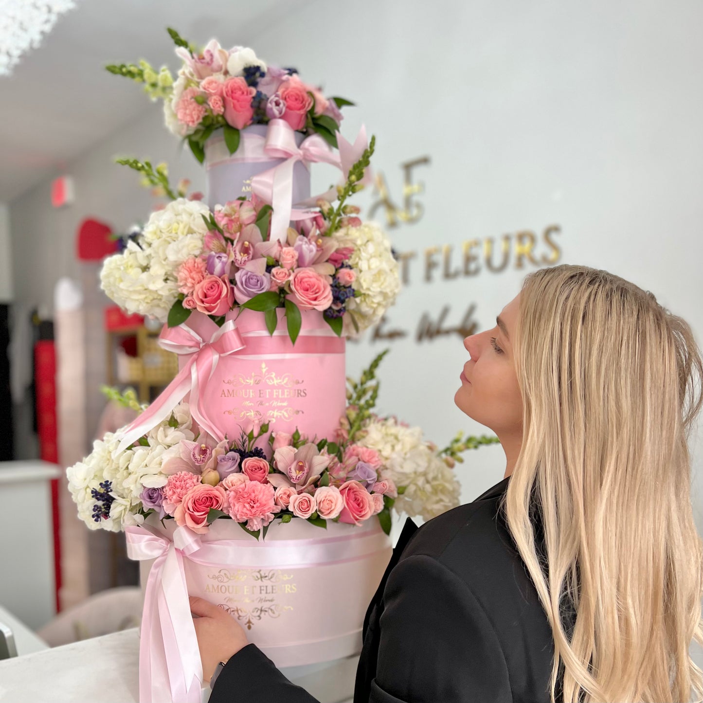 floral arrangement, 3 tier
