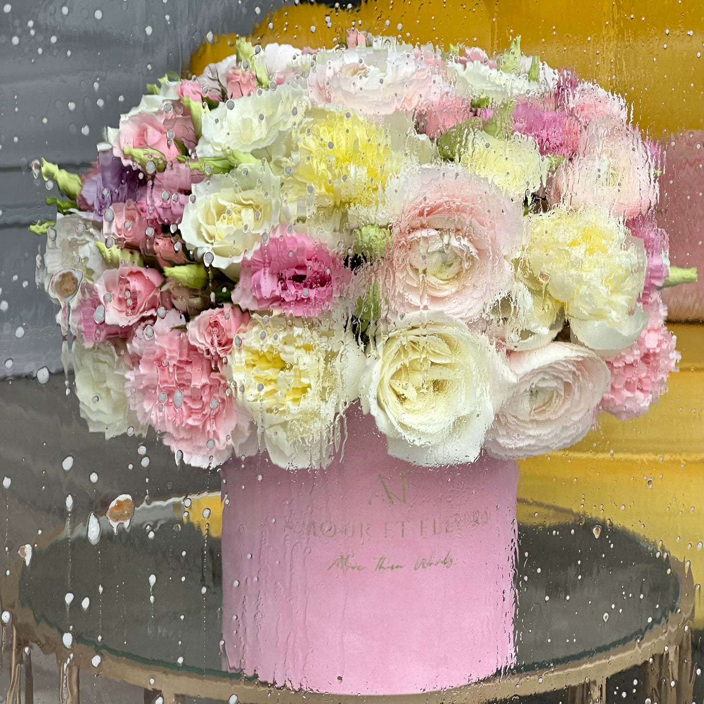 Beauté Floral Arrangement, flower box blurred