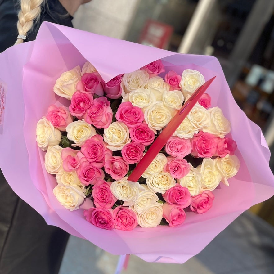 50 roses bouquet, mixed colors