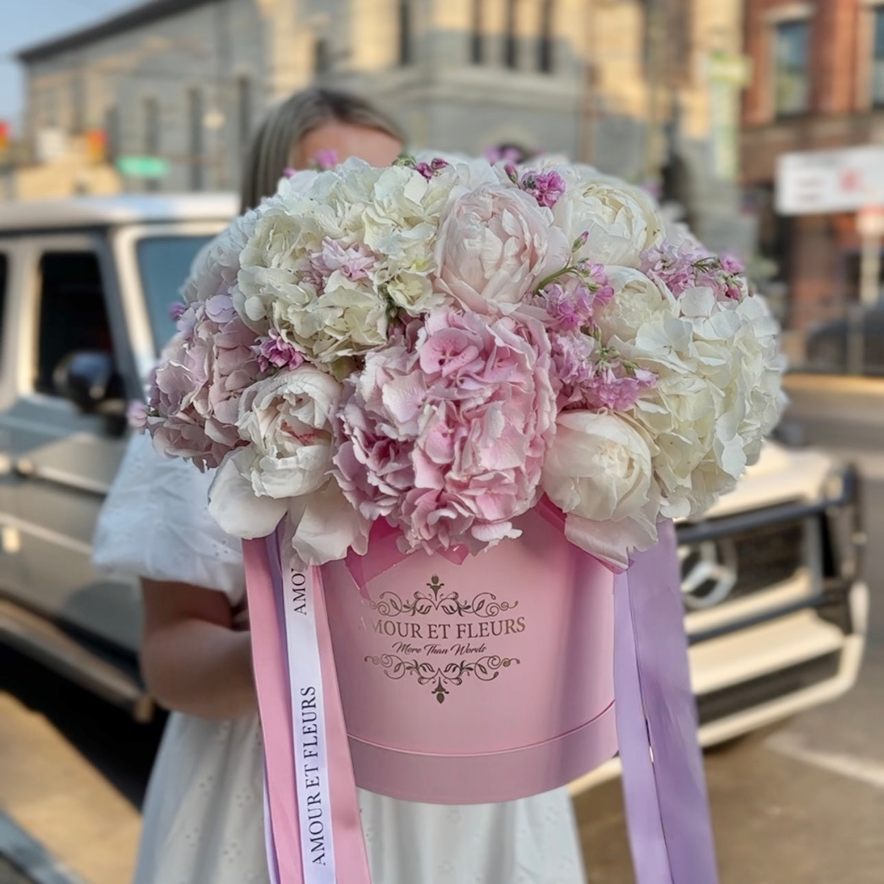 As Pretty As She Floral Arrangement, flower box front