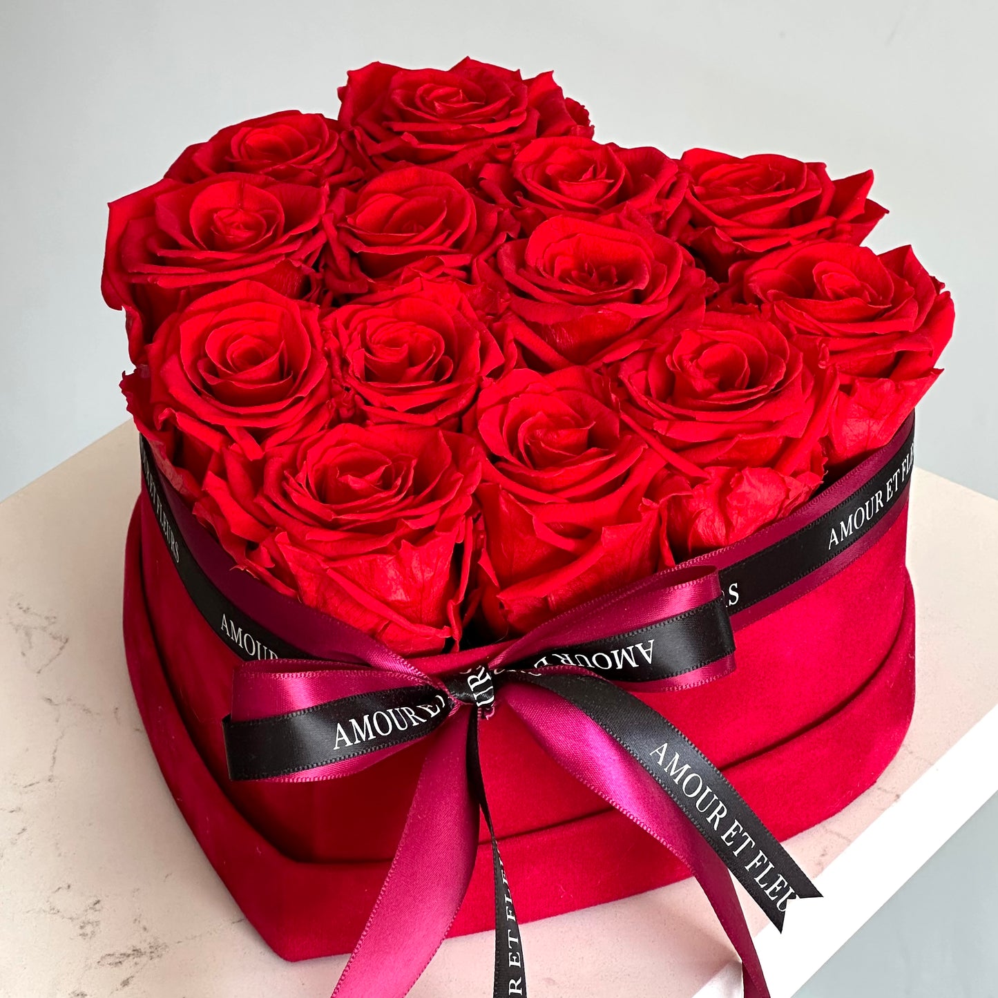 Forever Roses in Heart velvet box